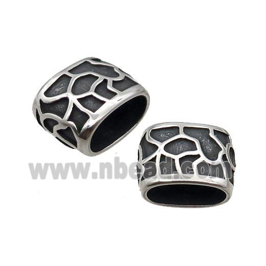 Stainless Steel Tube Beads Flat Large Hole Antique Silver