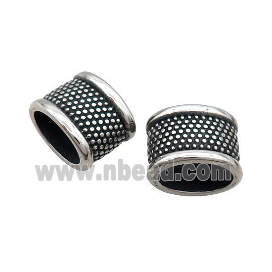 Stainless Steel Tube Beads Flat Large Hole Antique Silver