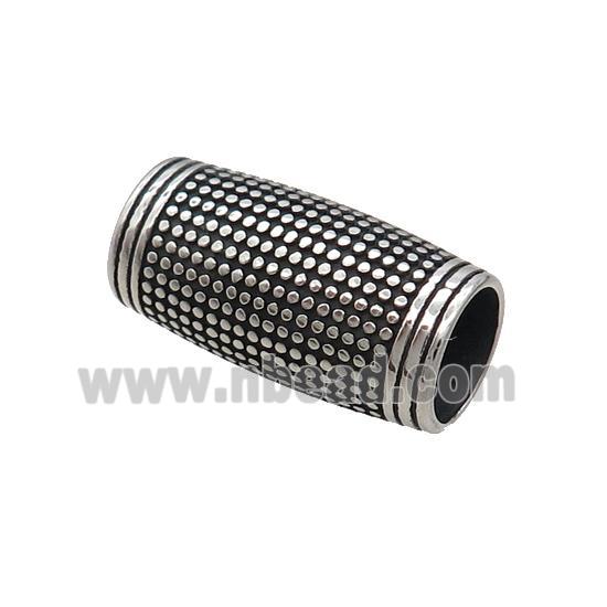 Stainless Steel Column Beads Large Hole Tube Antique Silver
