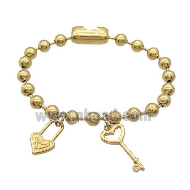 Stainless Steel Bracelet Key Lock Gold Plated