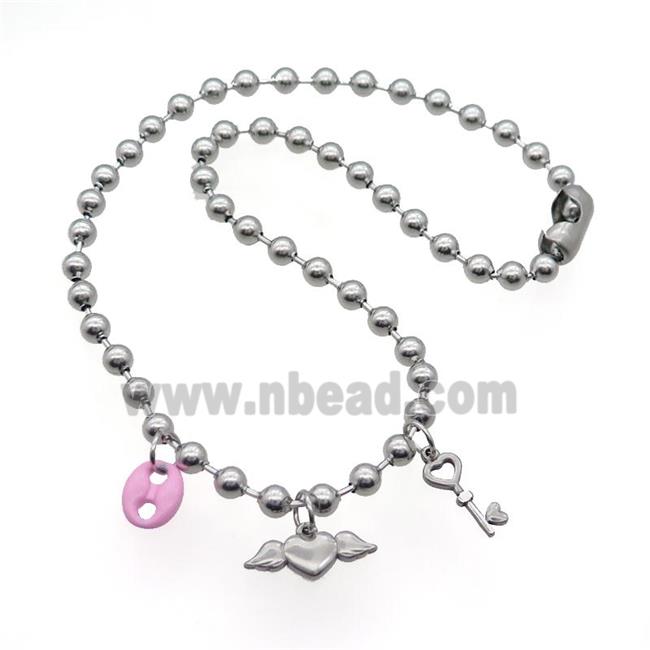 Raw Stainless Steel Necklace Key