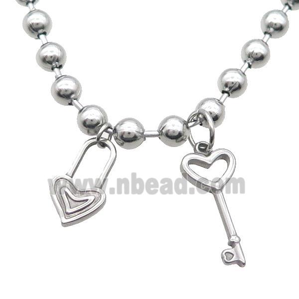 Raw Stainless Steel Necklace Lock Eye