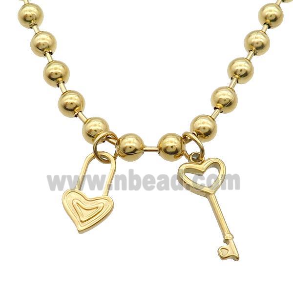 Stainless Steel Necklace Lock Eye Gold Plated