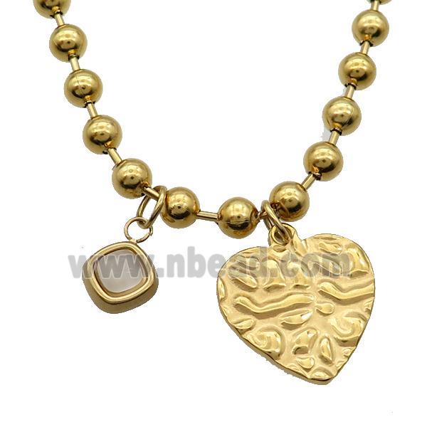 Stainless Steel Necklace Heart Gold Plated