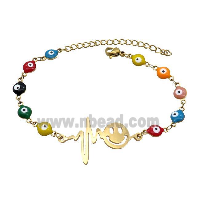 Stainless Steel Bracelets Evil Eye Multicolor Emoji Gold Plated