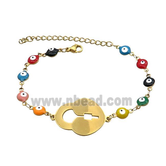 Stainless Steel Bracelets Evil Eye Multicolor Lock Gold Plated
