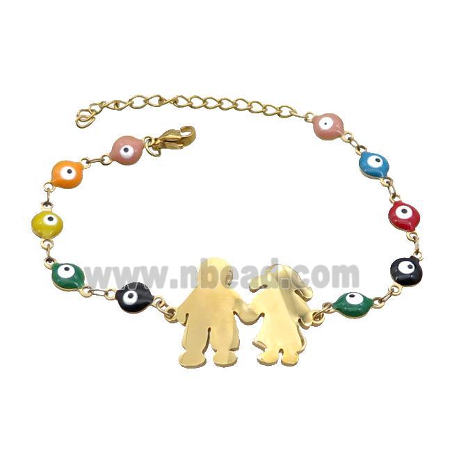 Stainless Steel Bracelets Evil Eye Multicolor Couple Gold Plated