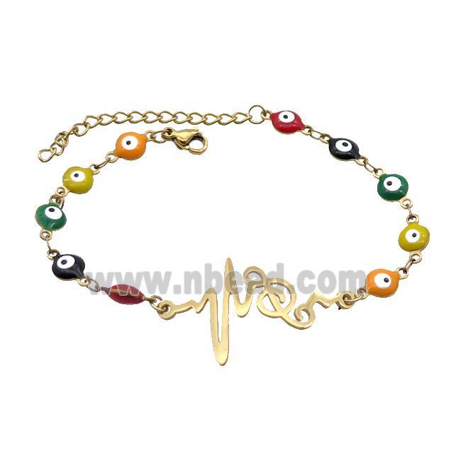 Stainless Steel Bracelets Evil Eye Multicolor Musical Notes Gold Plated