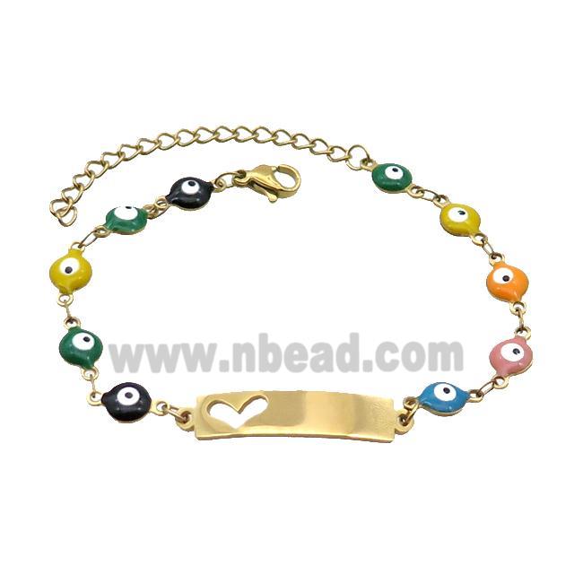 Stainless Steel Bracelets Evil Eye Multicolor Heart Gold Plated