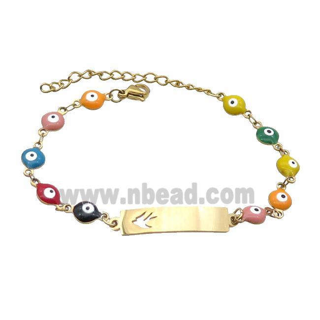 Stainless Steel Bracelets Evil Eye Multicolor Swallow Gold Plated