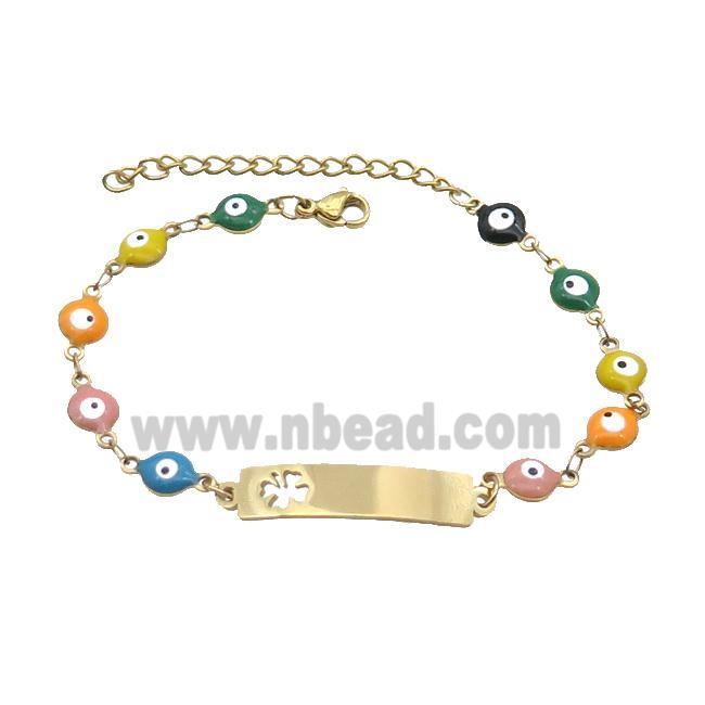 Stainless Steel Bracelets Evil Eye Multicolor Clover Gold Plated
