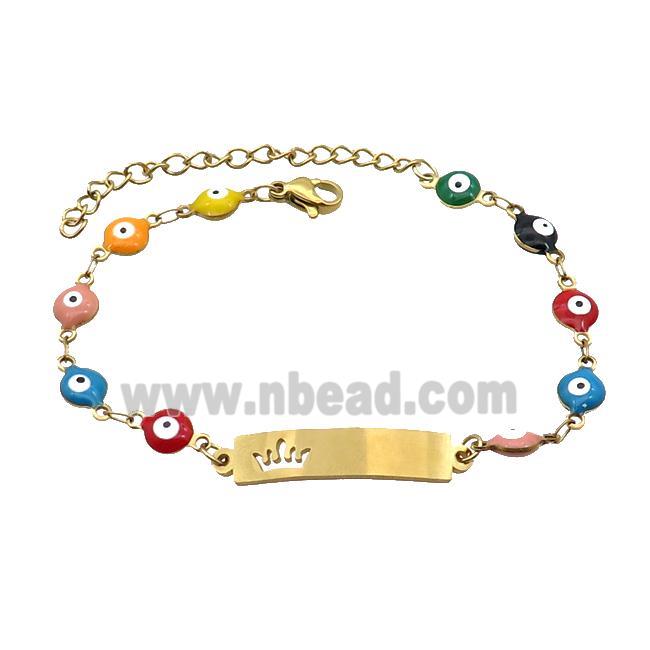 Stainless Steel Bracelets Evil Eye Multicolor Crown Gold Plated