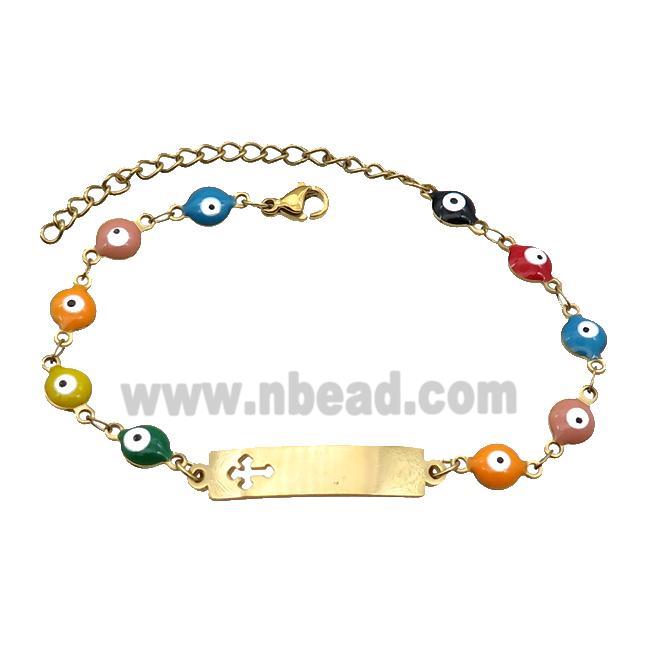 Stainless Steel Bracelets Evil Eye Multicolor Cross Gold Plated