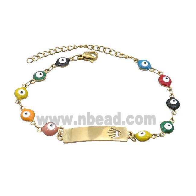 Stainless Steel Bracelets Evil Eye Multicolor Hand Gold Plated