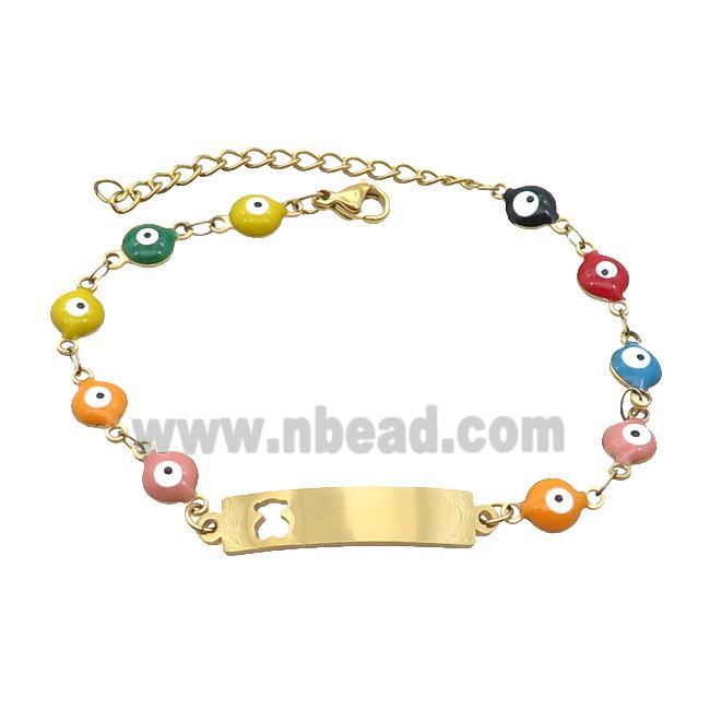 Stainless Steel Bracelets Evil Eye Multicolor Bear Gold Plated