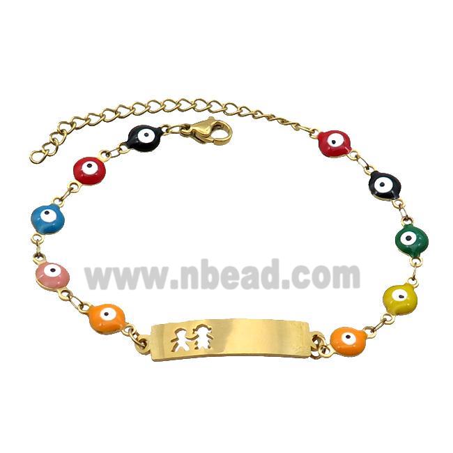 Stainless Steel Bracelets Evil Eye Multicolor Kids Gold Plated