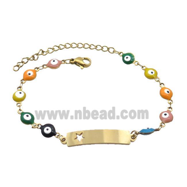 Stainless Steel Bracelets Evil Eye Multicolor Star Gold Plated