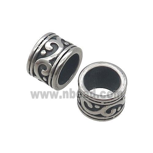 Stainless Steel Column Beads Large Hole Antique Silver Tube