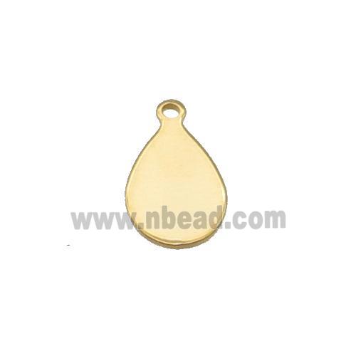 Stainless Steel Teardrop Pendant Gold Plated Flat