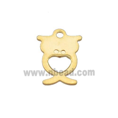 Stainless Steel Owl Pendant Gold Plated