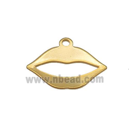Stainless Steel Lip Charm Pendant Gold Plated