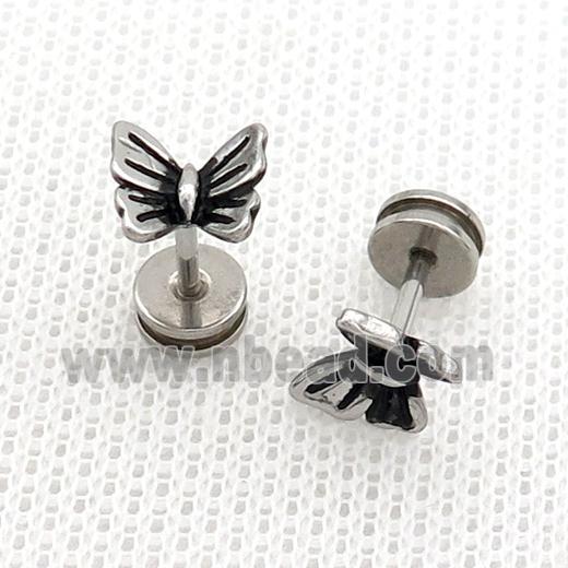 Raw Stainless Steel Stud Earrings Butterfly