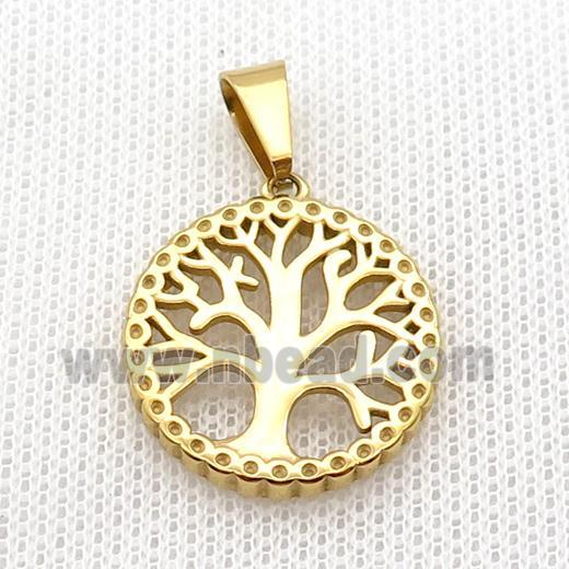 Stainless Steel Pendant Tree Of Life Gold Plated