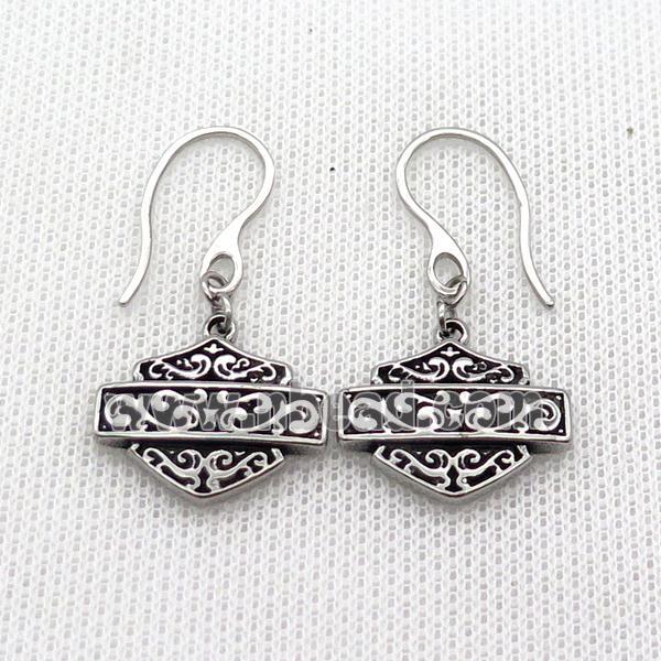 Stainless Steel Hook Earring Antique Silver