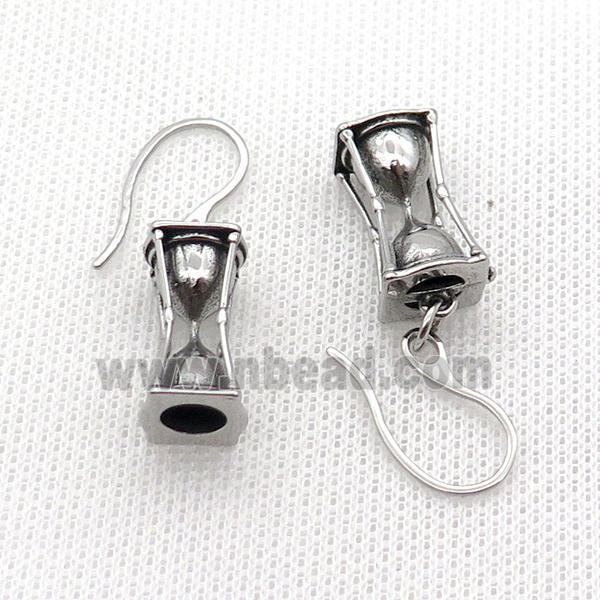 Stainless Steel Hook Earring Allah Lamp Antique Silver