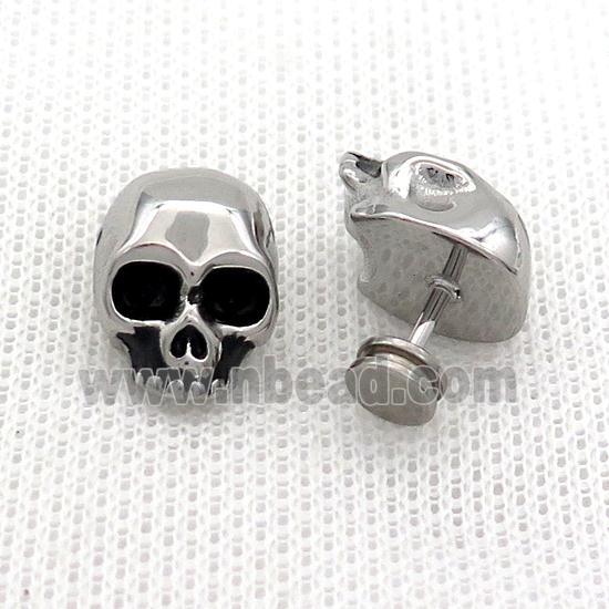 Raw Stainless Steel Stud Earrings Skull