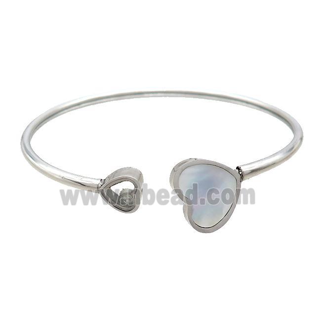 Raw Stainless Steel Pave Shell Heart