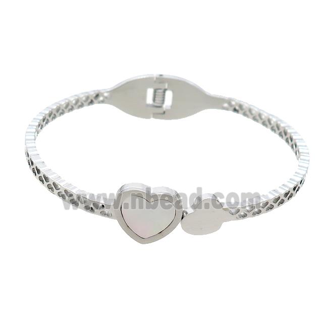 Raw Stainless Steel Pave Shell Heart