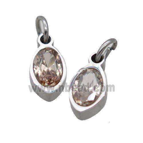 Raw Stainless Steel Eye Pendant Pave Champagne Zircon