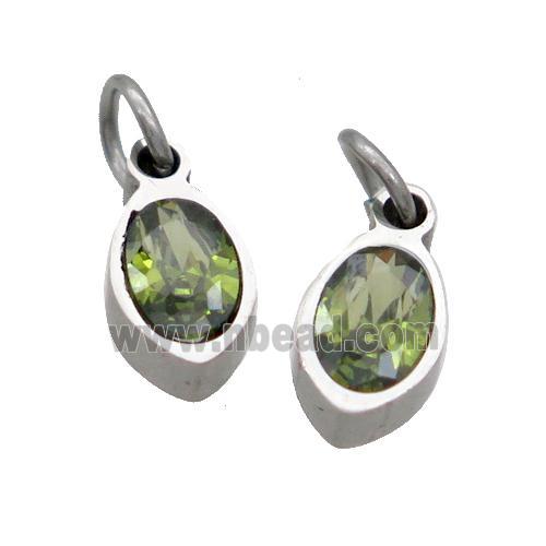 Raw Stainless Steel Eye Pendant Pave Olive Zircon