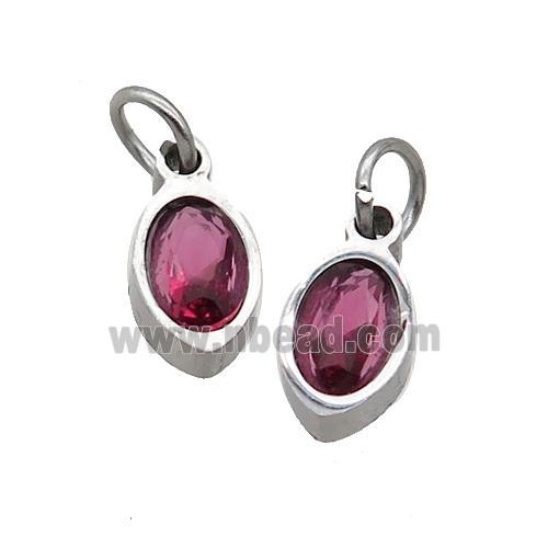 Raw Stainless Steel Eye Pendant Pave Red Zircon