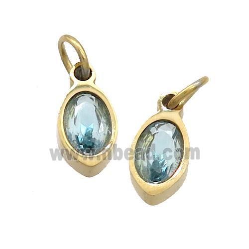 Stainless Steel Eye Pendant Pave Blue Zircon Gold Plated