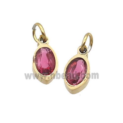 Stainless Steel Eye Pendant Pave Red Zircon Gold Plated