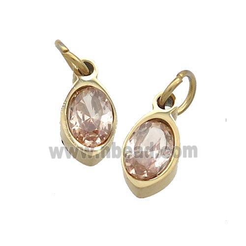Stainless Steel Eye Pendant Pave Champagne Zircon Gold Plated