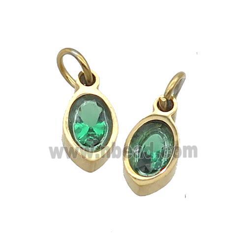 Stainless Steel Eye Pendant Pave Green Zircon Gold Plated