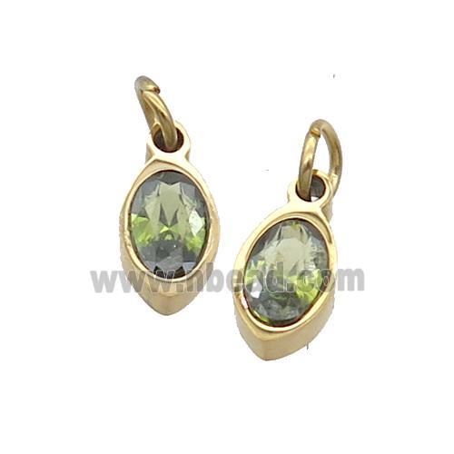 Stainless Steel Eye Pendant Pave Olive Zircon Gold Plated