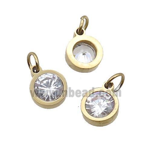 Stainless Steel Pendant Pave Zircon Circle Gold Plated