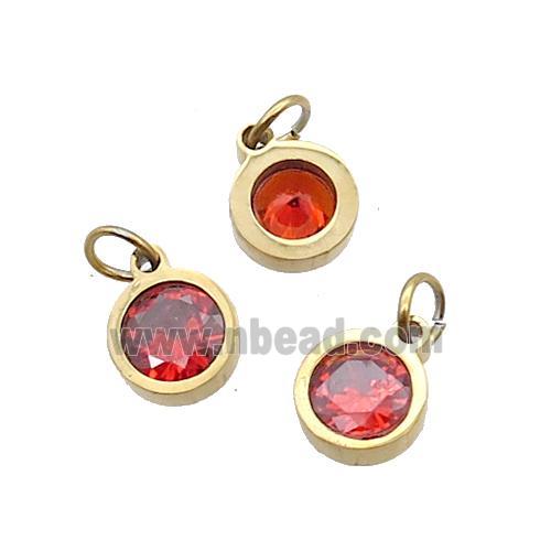 Stainless Steel Pendant Pave Ornage Zircon Circle Gold Plated