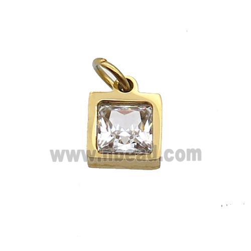 Stainless Steel Pendant Pave Zircon Square Gold Plated