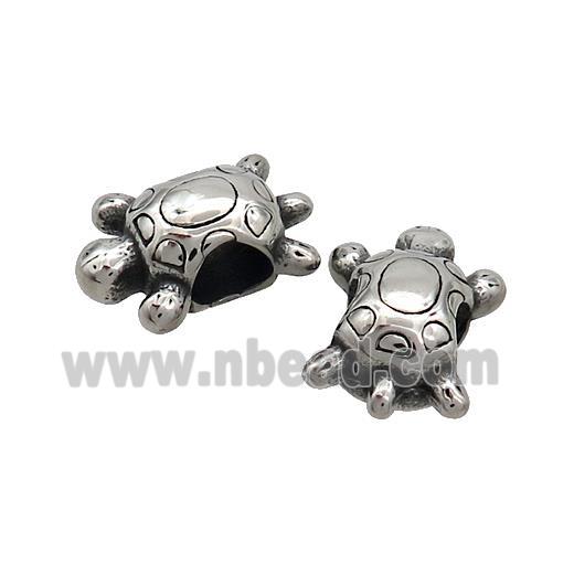 Stainless Steel Beads Tortoise Large Hole Antique Silver