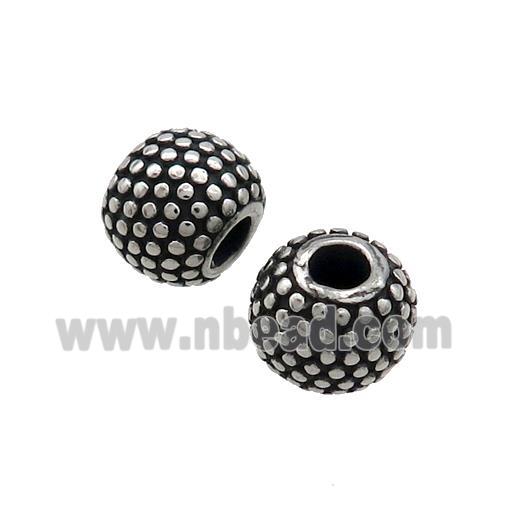 Stainless Steel Beads Round Antique Silver Large Hole