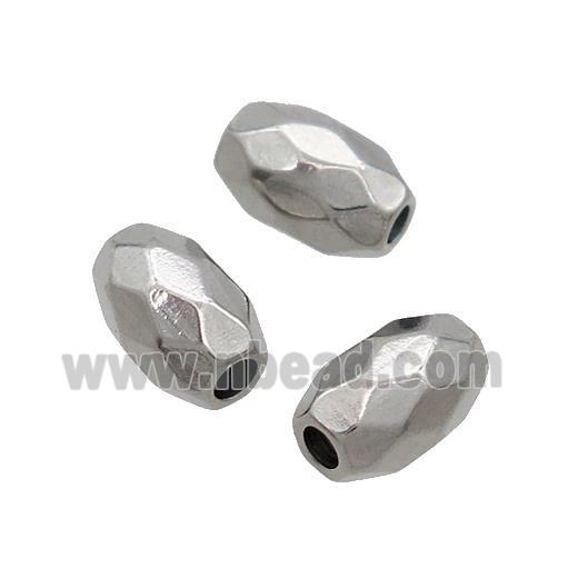 Raw Stainless Steel Rice Beads Faceted Barrel