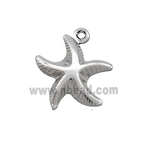 Raw Stainless Steel Starfish Charm Pendant