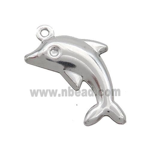Raw Stainless Steel Dolphin Charm Pendant