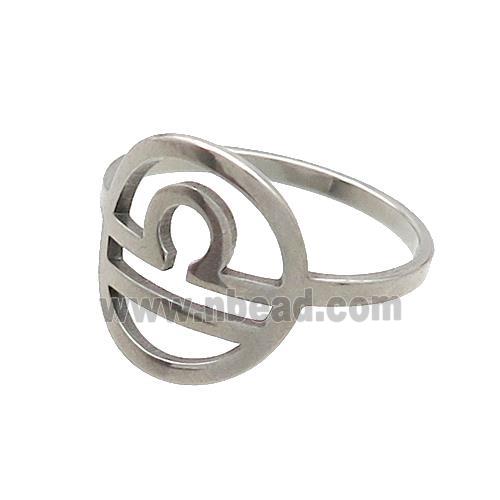Raw Stainless Steel Rings Zodiac Libra