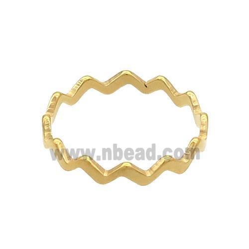 Stainless Steel Rings Wave Gold Plted